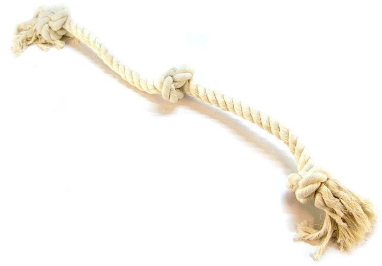 Flossy Chews 3 Knot Tug Toy Rope for Dogs - White - 746772100165