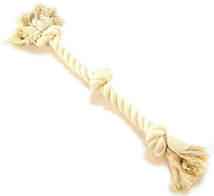Flossy Chews 3 Knot Tug Toy Rope for Dogs - White - 746772100127