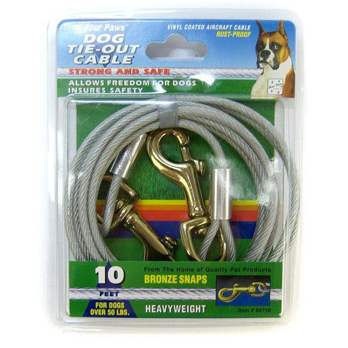 Four Paws Dog Tie Out Cable - Heavy Weight - Black - 045663847104