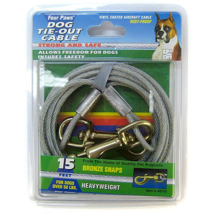 Four Paws Dog Tie Out Cable - Heavy Weight - Black - 045663847159