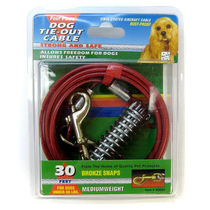 Four Paws Dog Tie Out Cable - Medium Weight - Red - 045663856304