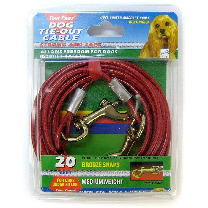 Four Paws Dog Tie Out Cable - Medium Weight - Red - 045663856205