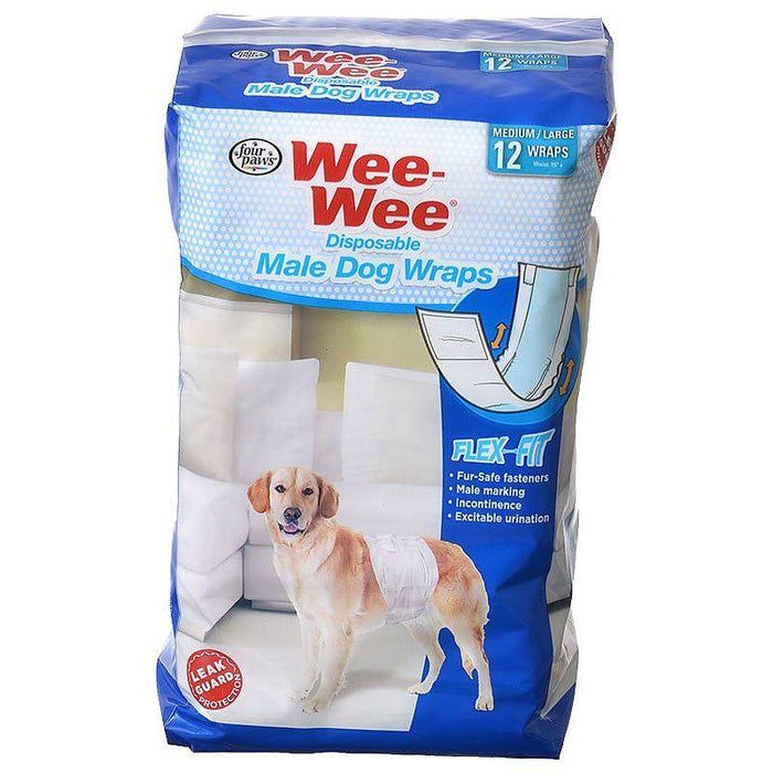 Four Paws Wee Wee Disposable Male Dog Wraps - 045663972271
