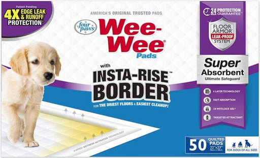 Four Paws Wee Wee Insta Rise Border Quilted Pads - 23 x23 - 045663974855