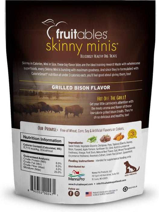 Fruitables Skinny Minis Grilled Bison Flavor Soft & Chewy Dog Treats - 895352002471
