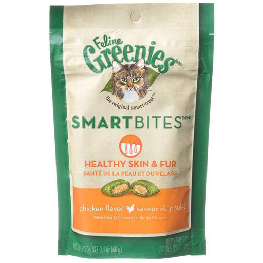 Greenies SmartBites Healthy Skin & Fur Chicken Flavor Cat Treats - 642863101410