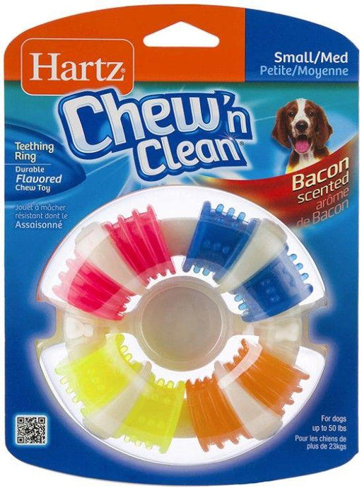 Hartz Chew N ' Clean Bacon Scented Teething Ring Dog Toy - 032700993955