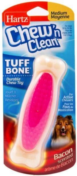 Hartz Chew N Clean Tuff Bone Bacon Flavored Dog Toy Medium