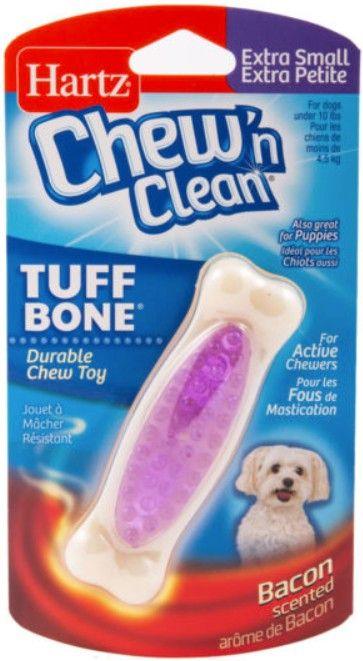 Hartz Chew N Clean Tuff Bone Dental Dog Toy - Bacon Scented - 032700147778