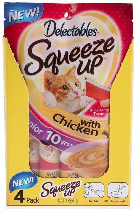 Hartz Delectables Senior Squeeze Up Lickable Cat Treat - Chicken - 032700155278