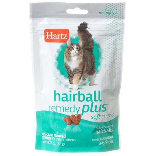 Hartz Hairball Remedy Plus Cat & Kitten Soft Chews - Savory Chicken Flavor - 032700111373