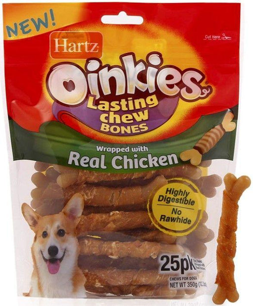 Hartz Oinkies Long Lasting Chew Bones Wrapped With Real Chicken - 032700159078