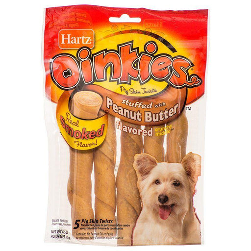 Hartz Oinkies Pig Skin Twists - Peanut Butter Flavor - 032700121525