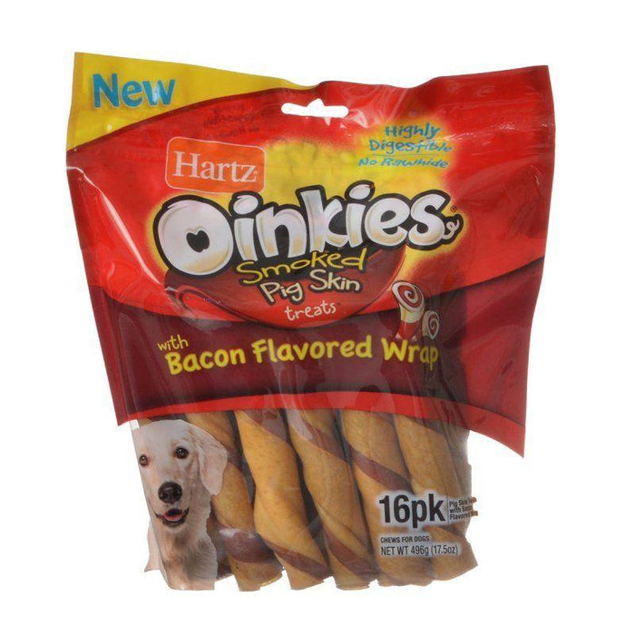 Hartz Oinkies Pig Skin Twists with Bacon Flavored Wrap - 032700154851