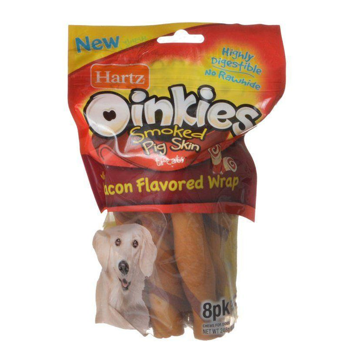 Hartz Oinkies Pig Skin Twists with Bacon Flavored Wrap - 032700153762