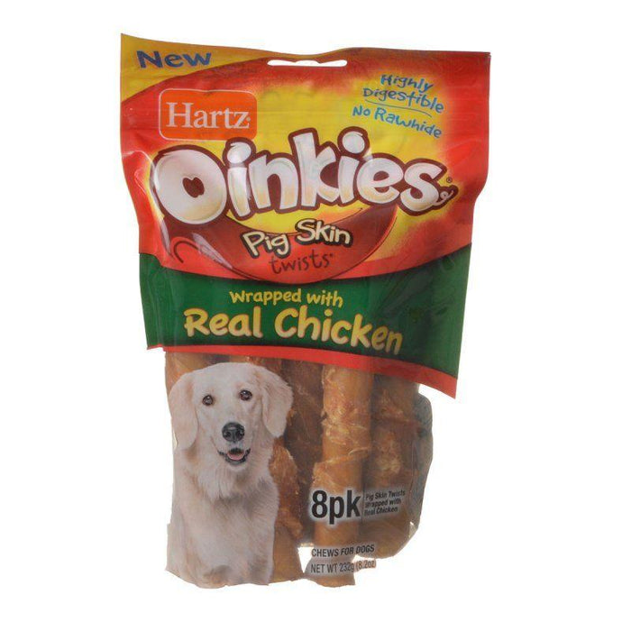 Hartz Oinkies Pig Skin Twists Wrapped with Real Chicken - 032700155858