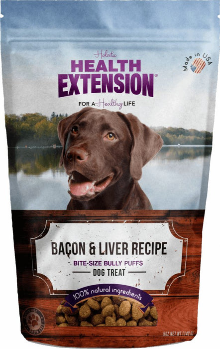 Health Extension Bully Puffs Bacon and Liver Dog Treats - 661799861182