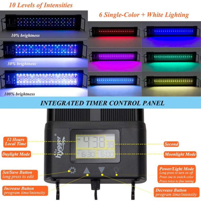 Hygger Auto On Off Full Spectrum LED Light with Build-in Timer - 6976286980319