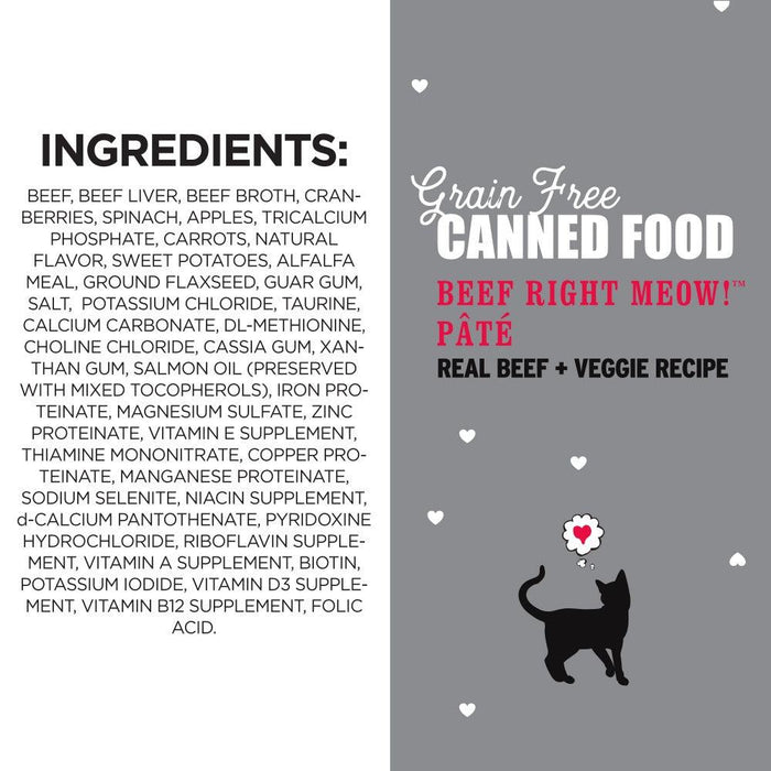I and Love and You Grain Free Beef, Right Meow! Pate Canned Cat Food - 10818336010214