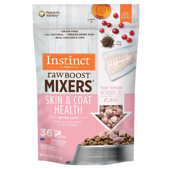 Instinct Raw Boost Mixers Grain Free Skin & Coat Health Freeze Dried Raw Cat Food Topper - 769949601111