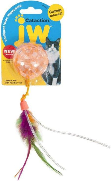 JW Pet Cataction Catnip Infused Lattice Ball Cat Toy With Tail - 618940710622