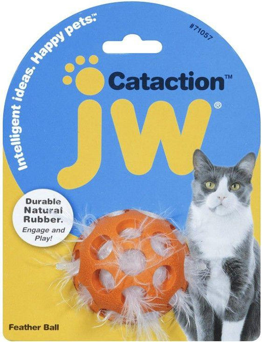 JW Pet Cataction Feather Ball Interactive Cat Toy - 618940710578