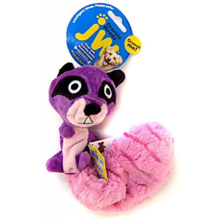 JW Pet Crackle Heads Plush Dog Toy - Ricky Raccoon - 618940470335