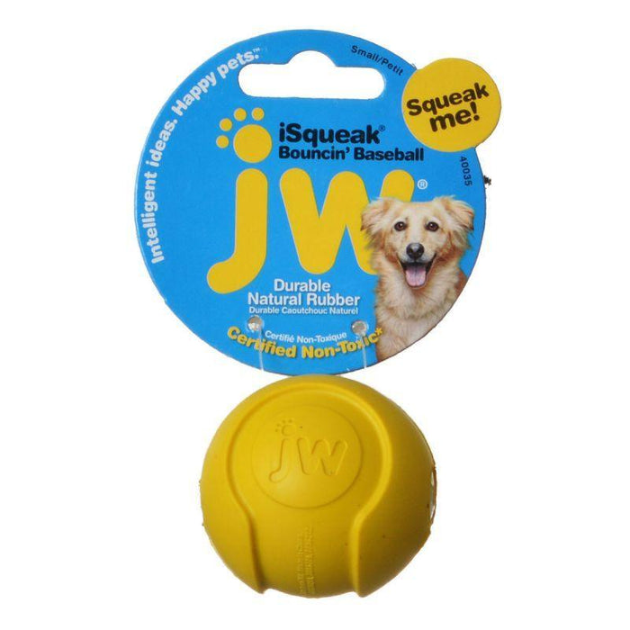 JW Pet iSqueak Bouncing Baseball Rubber Dog Toy - 618940400356