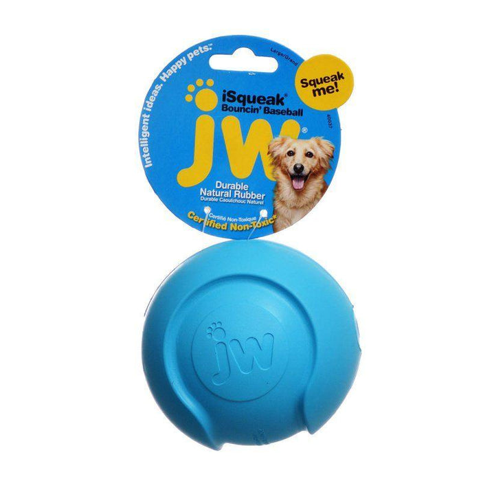 JW Pet iSqueak Bouncing Baseball Rubber Dog Toy - 618940400370