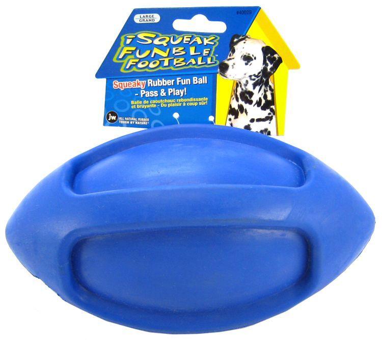 JW Pet iSqueak Funble Football Rubber Dog Toy - 618940400295