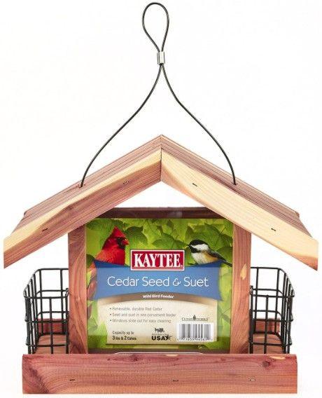 Kaytee Handcrafted Cedar Seed And Suet Feeder with Easy Fill Design - 071859945811