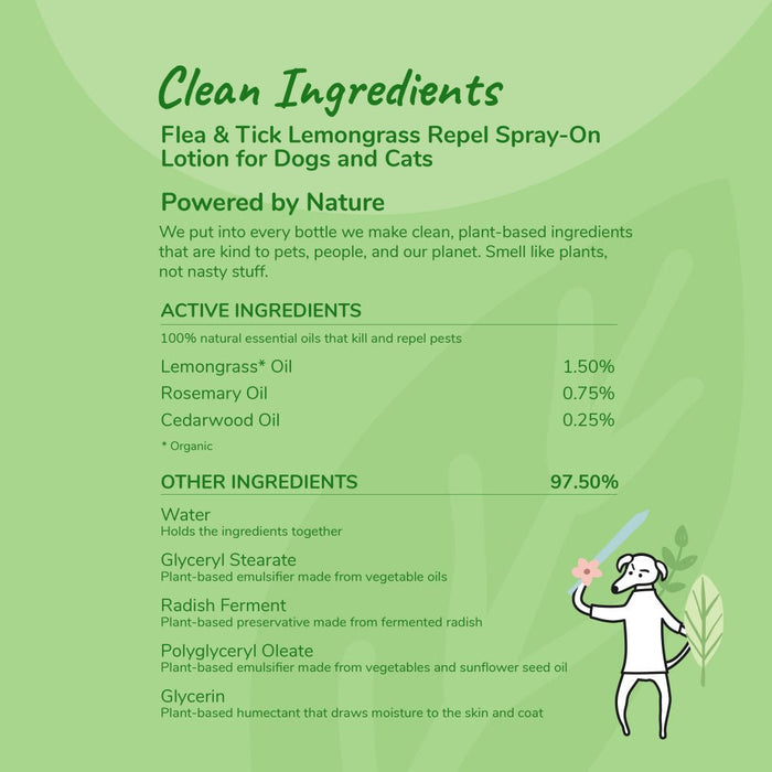 kin+kind Flea & Tick Prevent! Plant Powered Dog & Cat Protect Lemongrass Spray - 850027253107