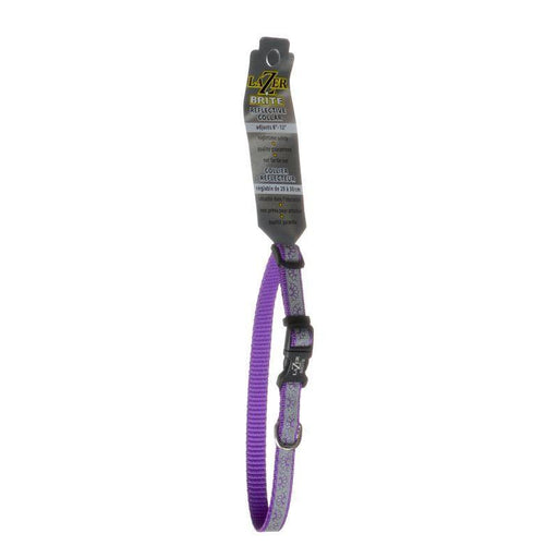 Lazer Brite Reflective Open-Design Adjustable Dog Collar - Purple Daisy - 076484331046