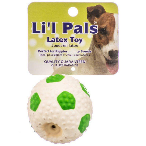 Lil Pals Latex Mini Soccer Ball for Dogs - Green & White - 076484832062