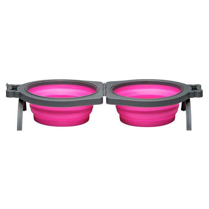 Loving Pets Pink Bella Roma Travel Double Diner Bowl - 842982079885