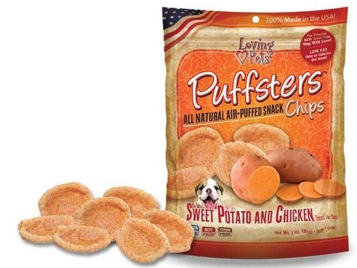 Loving Pets Puffsters Chips Sweet Potato and Chicken Air Puffed Dog Treats - 842982051201