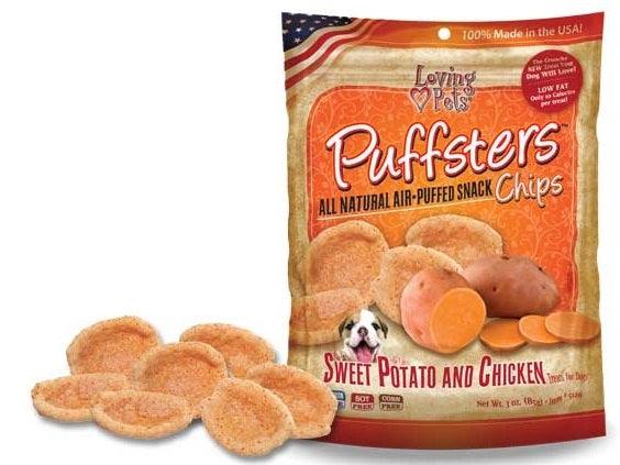 Loving Pets Puffsters Chips Sweet Potato and Chicken Air Puffed Dog Treats - 842982051201