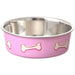 Loving Pets Stainless Steel & Coastal Pink Bella Bowl with Rubber Base - 842982075108