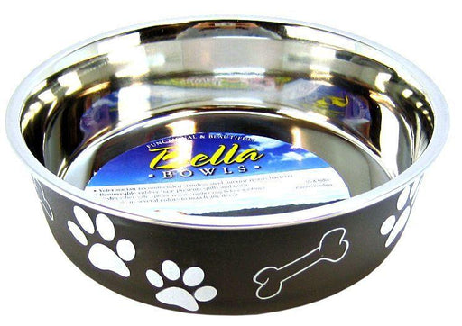 Loving Pets Stainless Steel & Espresso Dish with Rubber Base - 842982074057