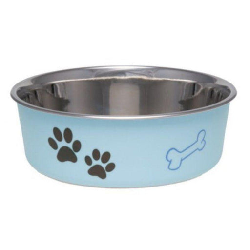 Loving Pets Stainless Steel & Light Blue Dish with Rubber Base - 842982074088
