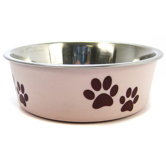 Loving Pets Stainless Steel & Light Pink Dish with Rubber Base - 842982074002