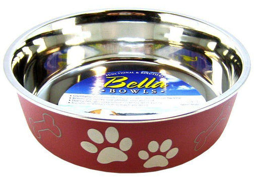 Loving Pets Stainless Steel & Merlot Dish with Rubber Base - 842982074132