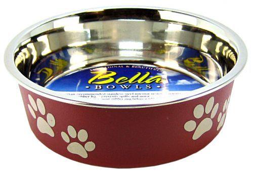 Loving Pets Stainless Steel & Merlot Dish with Rubber Base - 842982074125