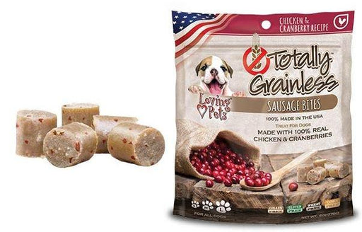 Loving Pets Totally Grainless Grain Free Chicken and Cranberry Recipe Sausage Bites Dog Treats - 842982053175