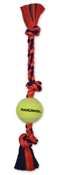 Mammoth Flossy Chews Color 3-Knot Tug with Tennis Ball 20" Medium - 746772510124