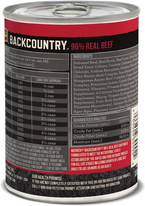 Merrick Backcountry Grain Free 96% Beef Recipe Canned Dog Food - 022808371021