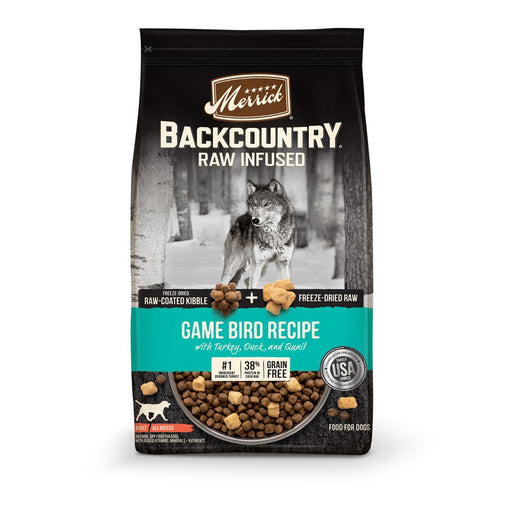 Merrick Backcountry Grain Free Dry Adult Dog Food Kibble With Freeze Dried Raw Pieces Game Bird Recipe - 022808370727