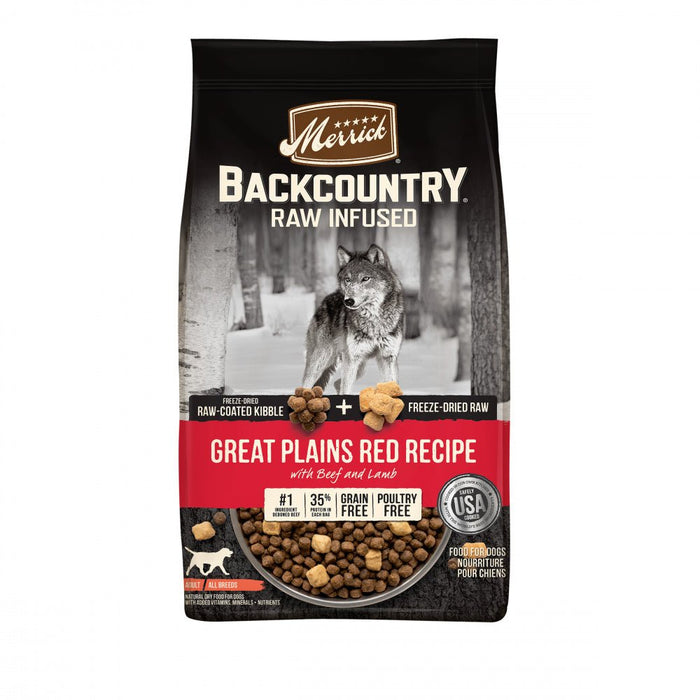 Merrick Backcountry Grain Free Dry Adult Dog Food Kibble With Freeze Dried Raw Pieces, Great Plains Red Recipe - 022808370550