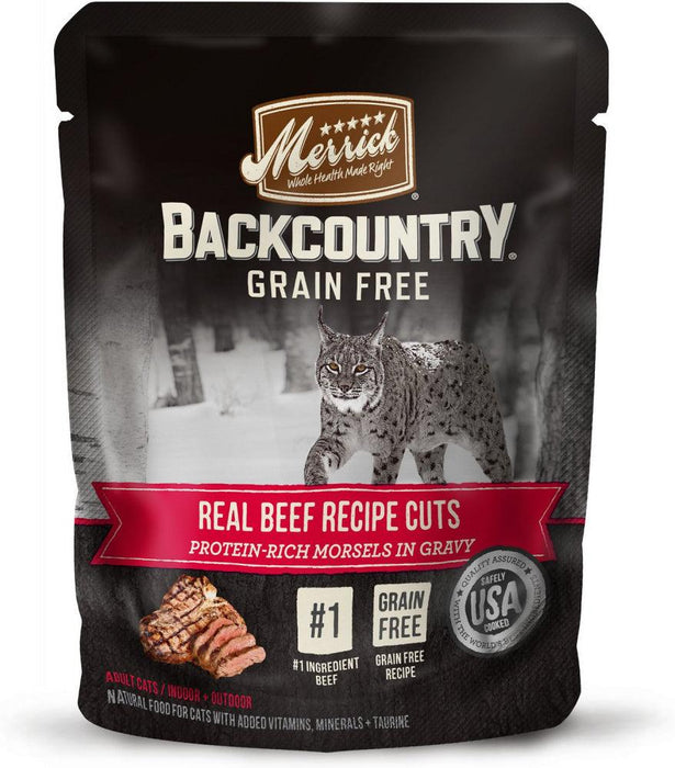 Merrick Backcountry Grain Free Real Beef Cuts Recipe Cat Food Pouch - 022808471257