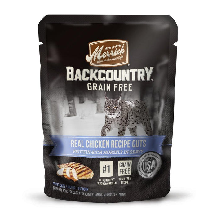 Merrick Backcountry Grain Free Real Chicken Cuts Recipe Cat Food Pouch - 022808471202